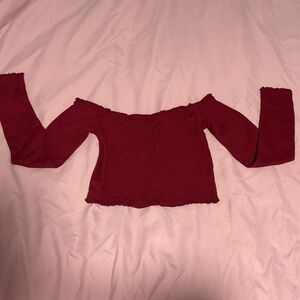 Off the shoulder maroon top